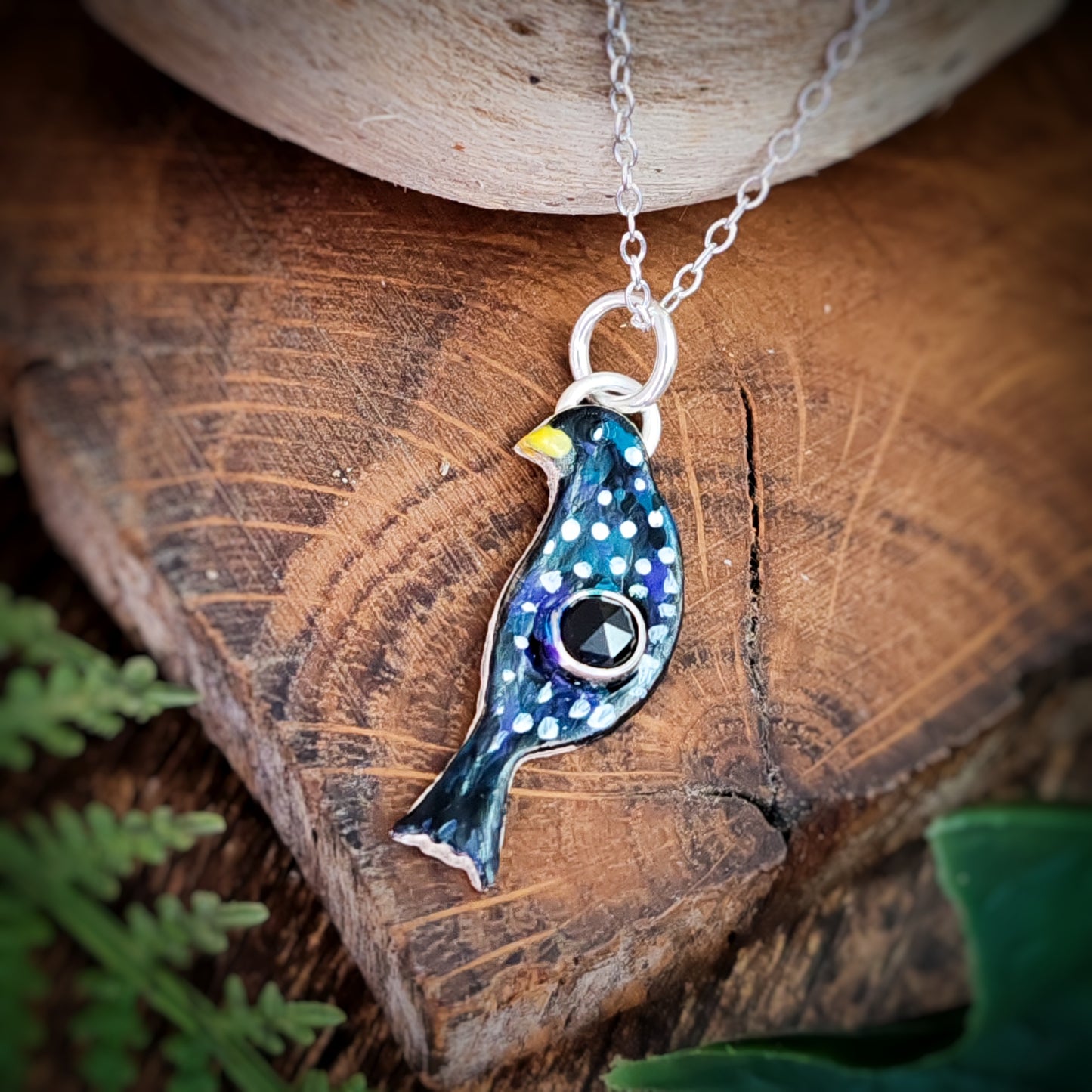 Hand Painted Starling Necklace
