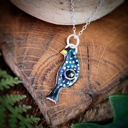 Hand Painted Starling Necklace
