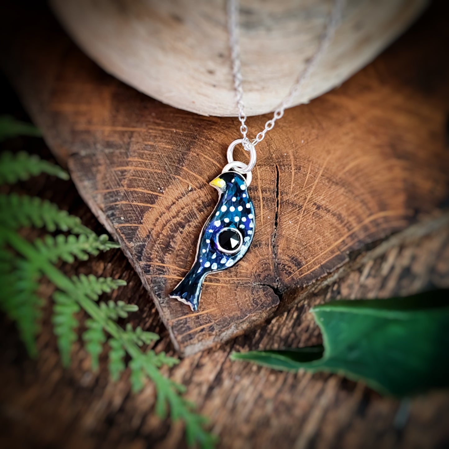 Hand Painted Starling Necklace
