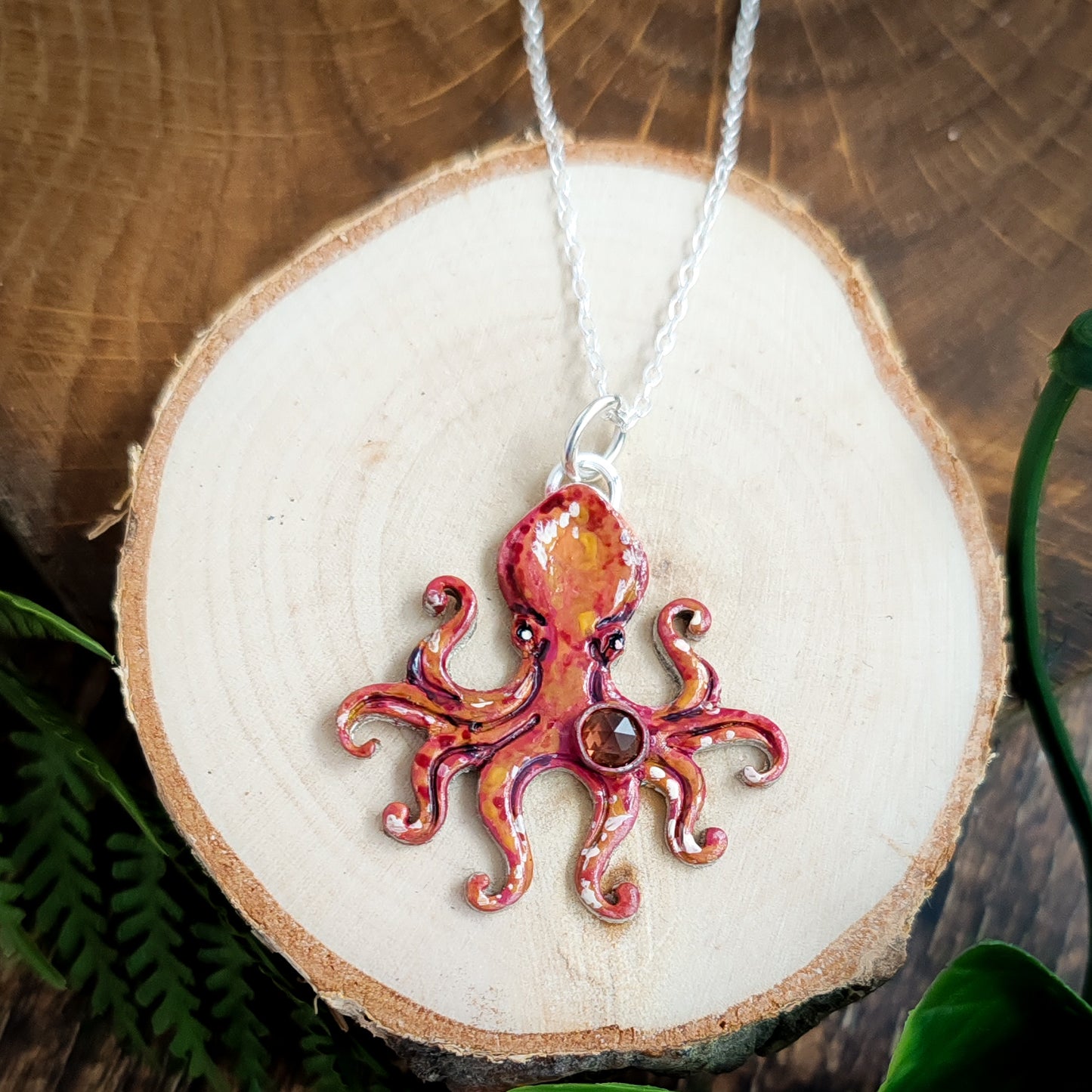 Hand Painted Octopus Necklace