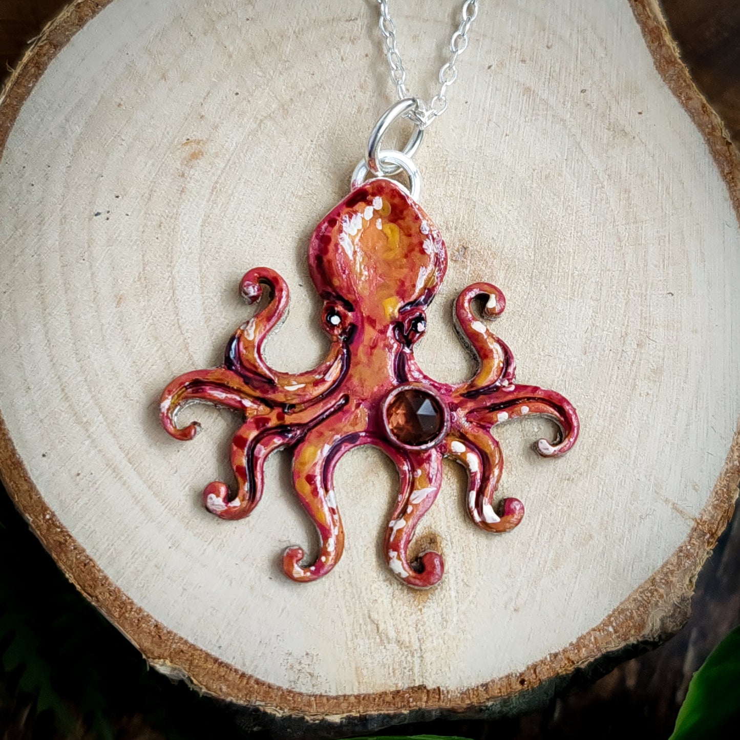 Hand Painted Octopus Necklace