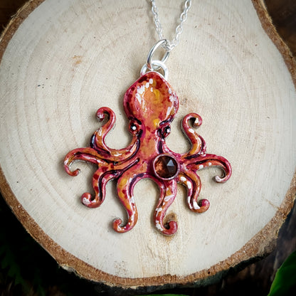 Hand Painted Octopus Necklace
