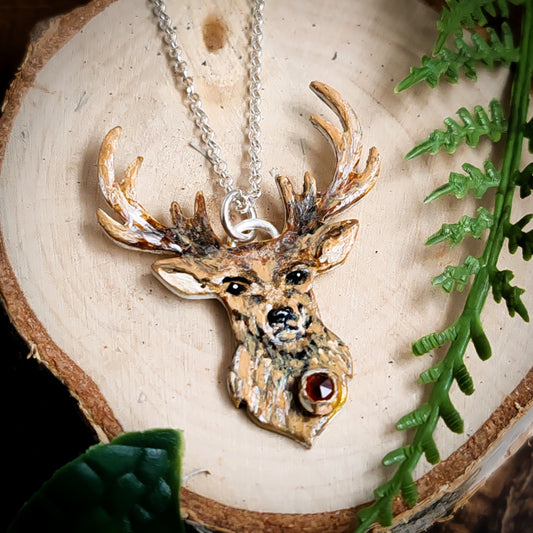 Hand Painted Stag Necklace