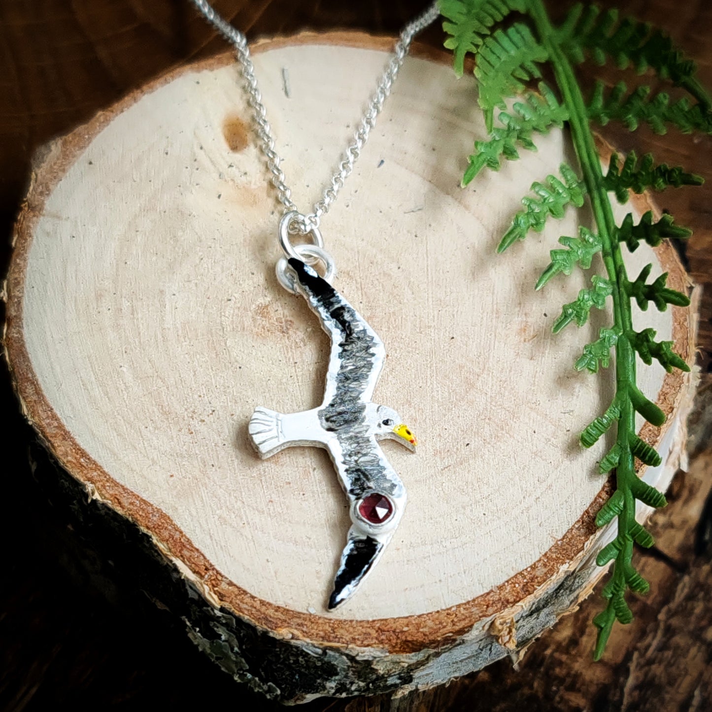 Hand Painted Seagull Necklace