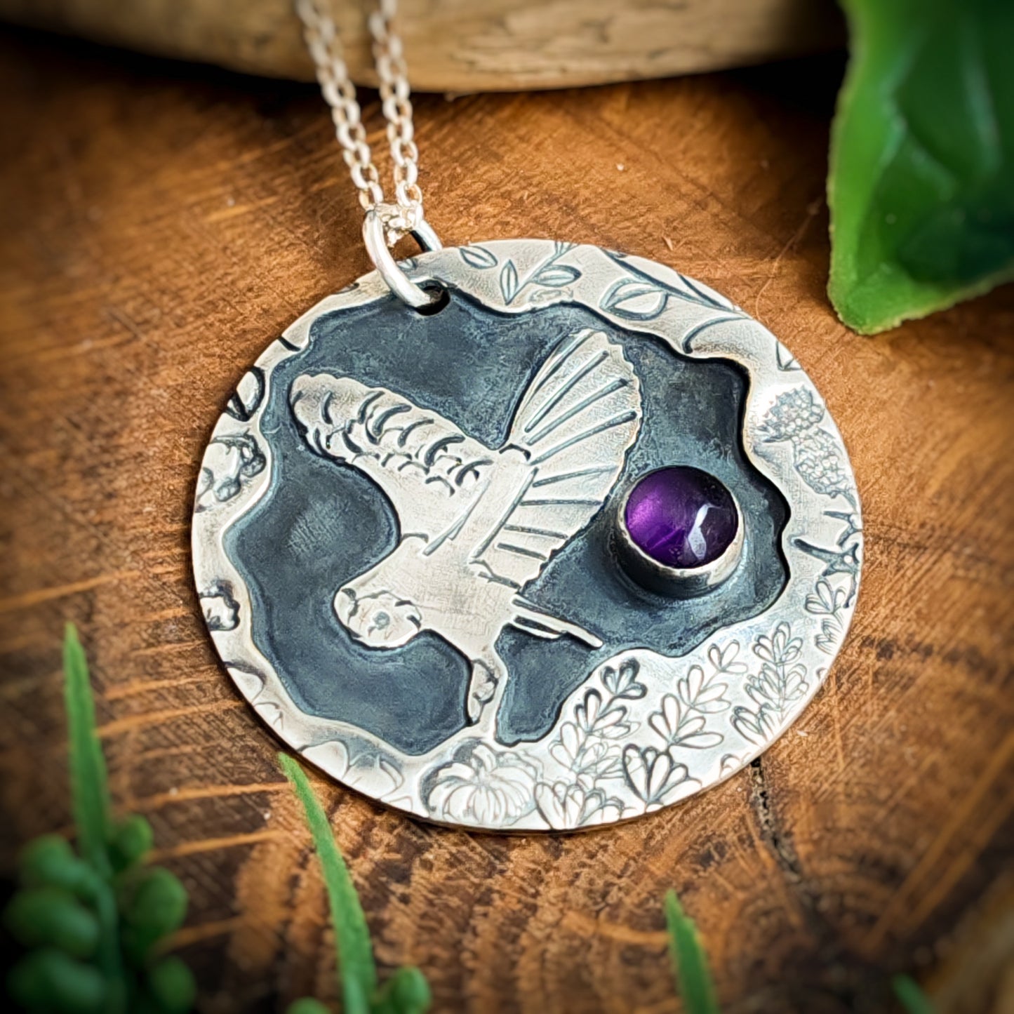 Owl and Amethyst Necklace