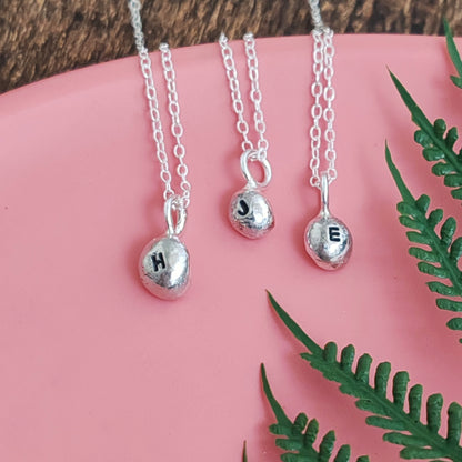 Personalised Tiny Silver Pebble Necklace
