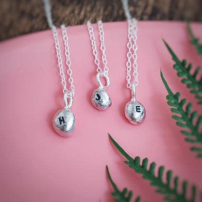 Personalised Tiny Silver Pebble Necklace