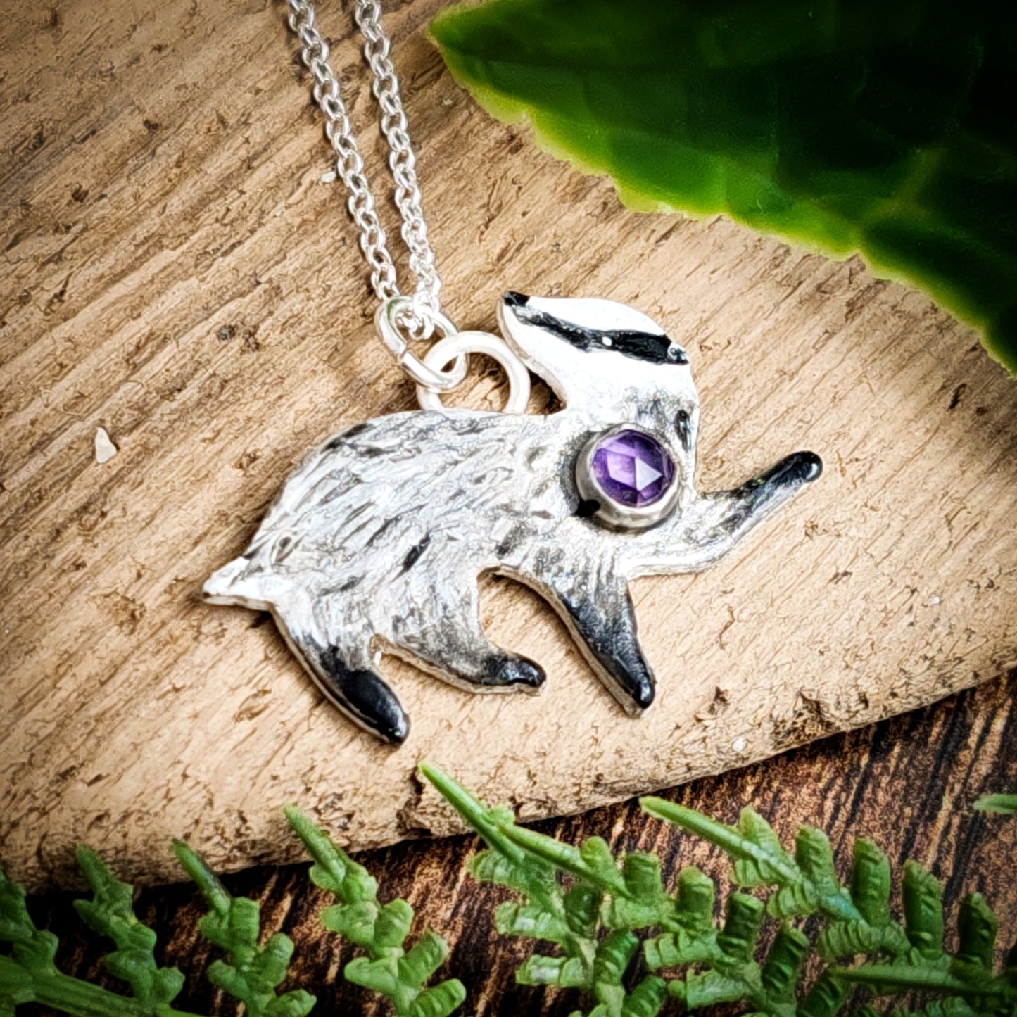 Hand Painted Badger Necklace