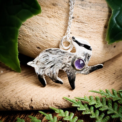 Hand Painted Badger Necklace
