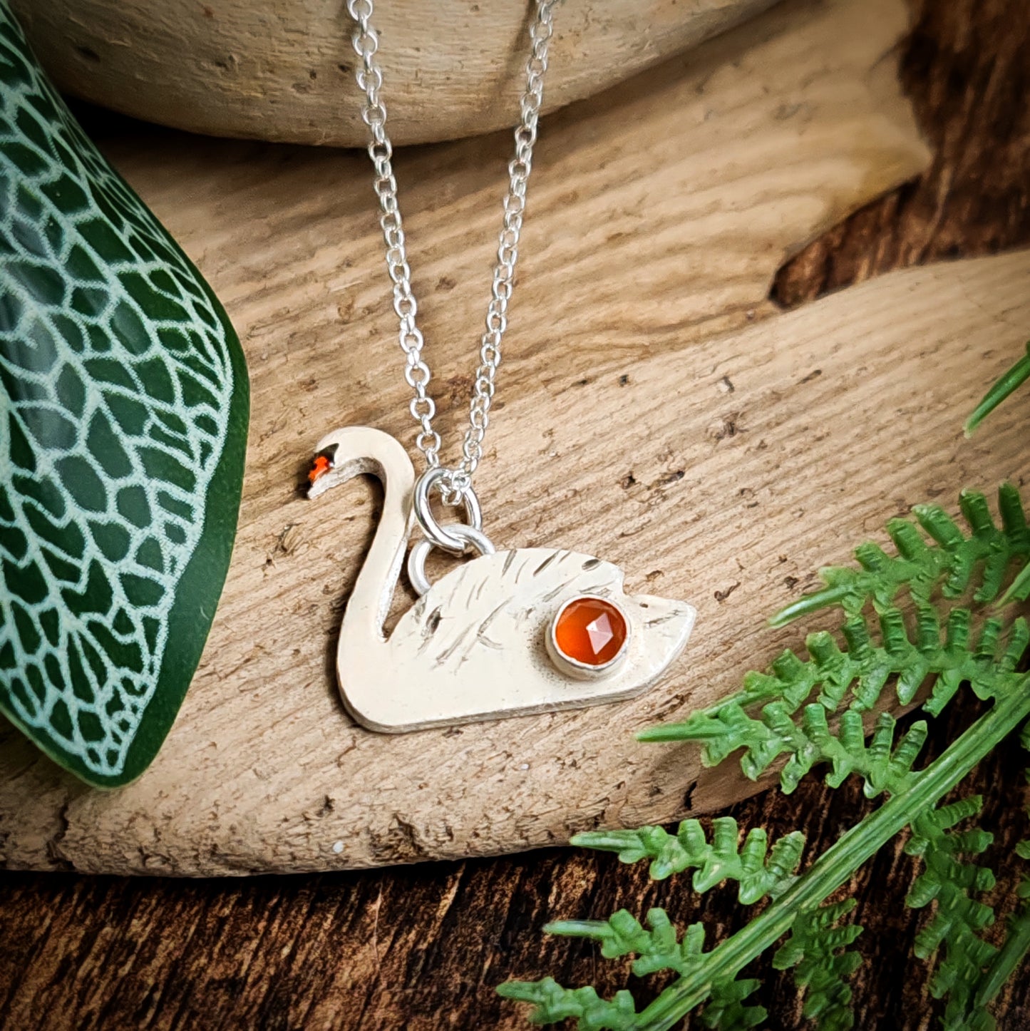 Hand Painted Swan Necklace