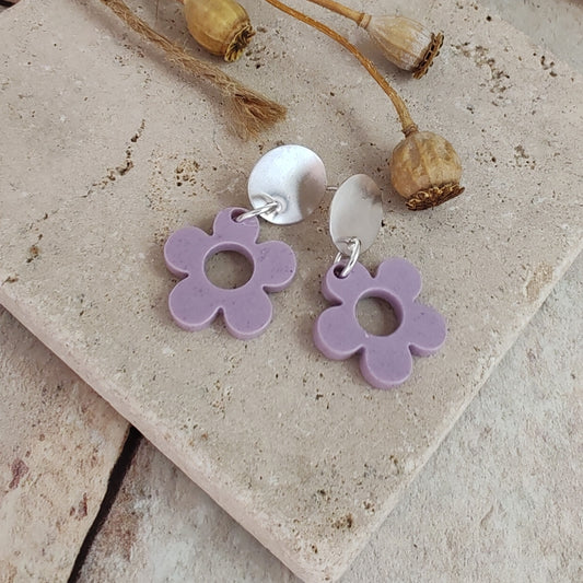 Silver And Resin Daisy Oversized Earrings