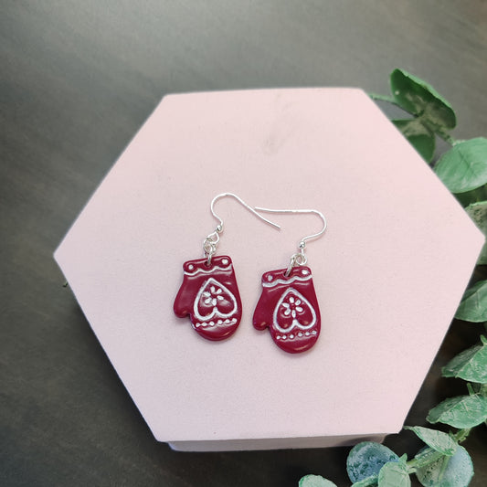 Winter Mittens Dangle Earrings