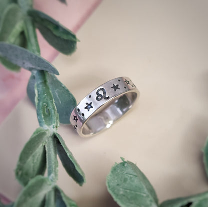 Personalised Zodiac Sterling Silver Ring