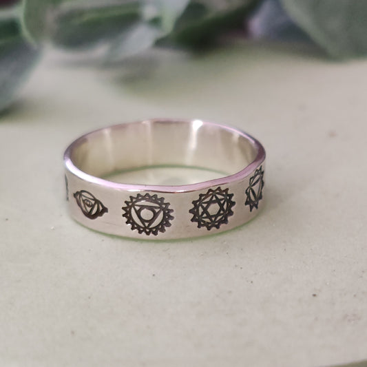 Seven Chakras Ring - Sterling Silver - Can be personalised