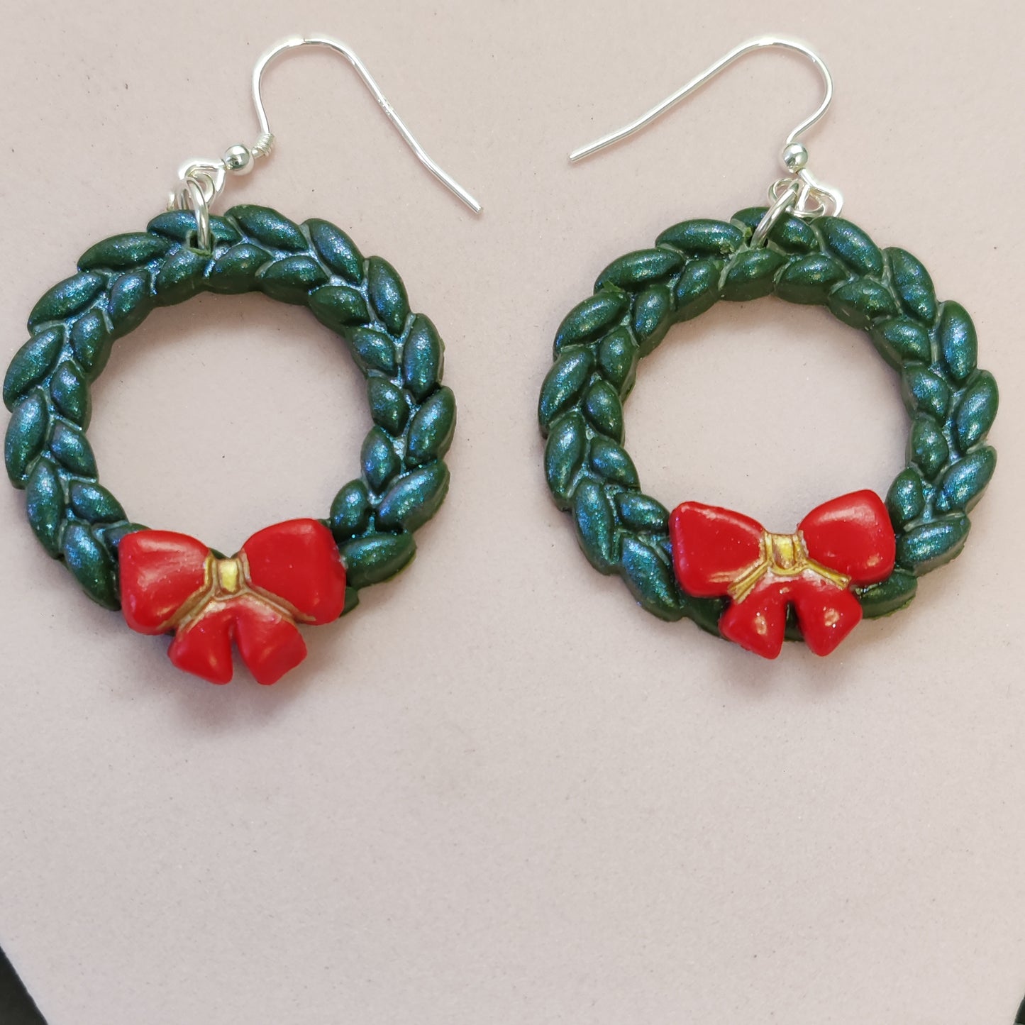 Large Christmas Wreath Dangle Earrings