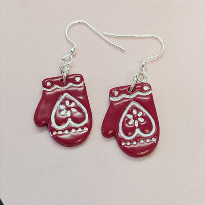 Winter Mittens Dangle Earrings