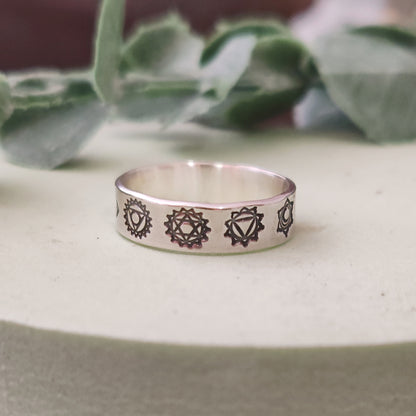 Seven Chakras Ring - Sterling Silver - Can be personalised