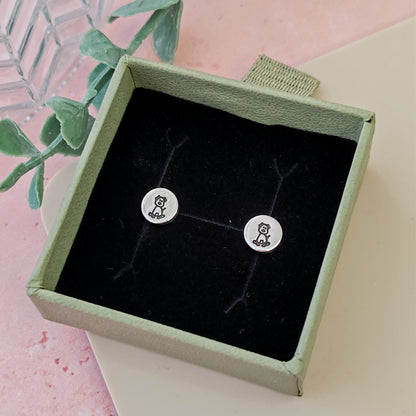 Cute Dog Silver Stud Earrings