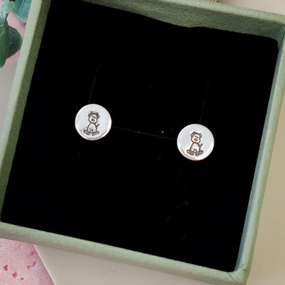 Cute Dog Silver Stud Earrings