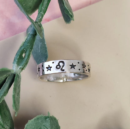 Personalised Zodiac Sterling Silver Ring
