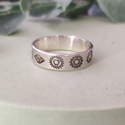Seven Chakras Ring - Sterling Silver - Can be personalised