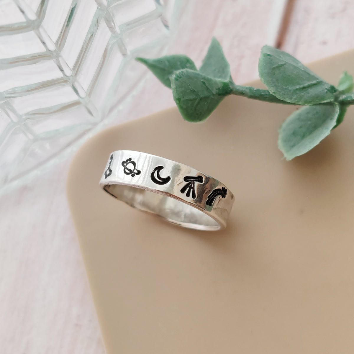 Stargazer Silver Ring | Celestial Astronomy Band | North Star Big Dipper Moon Saturn Ring | Handmade Sterling Silver