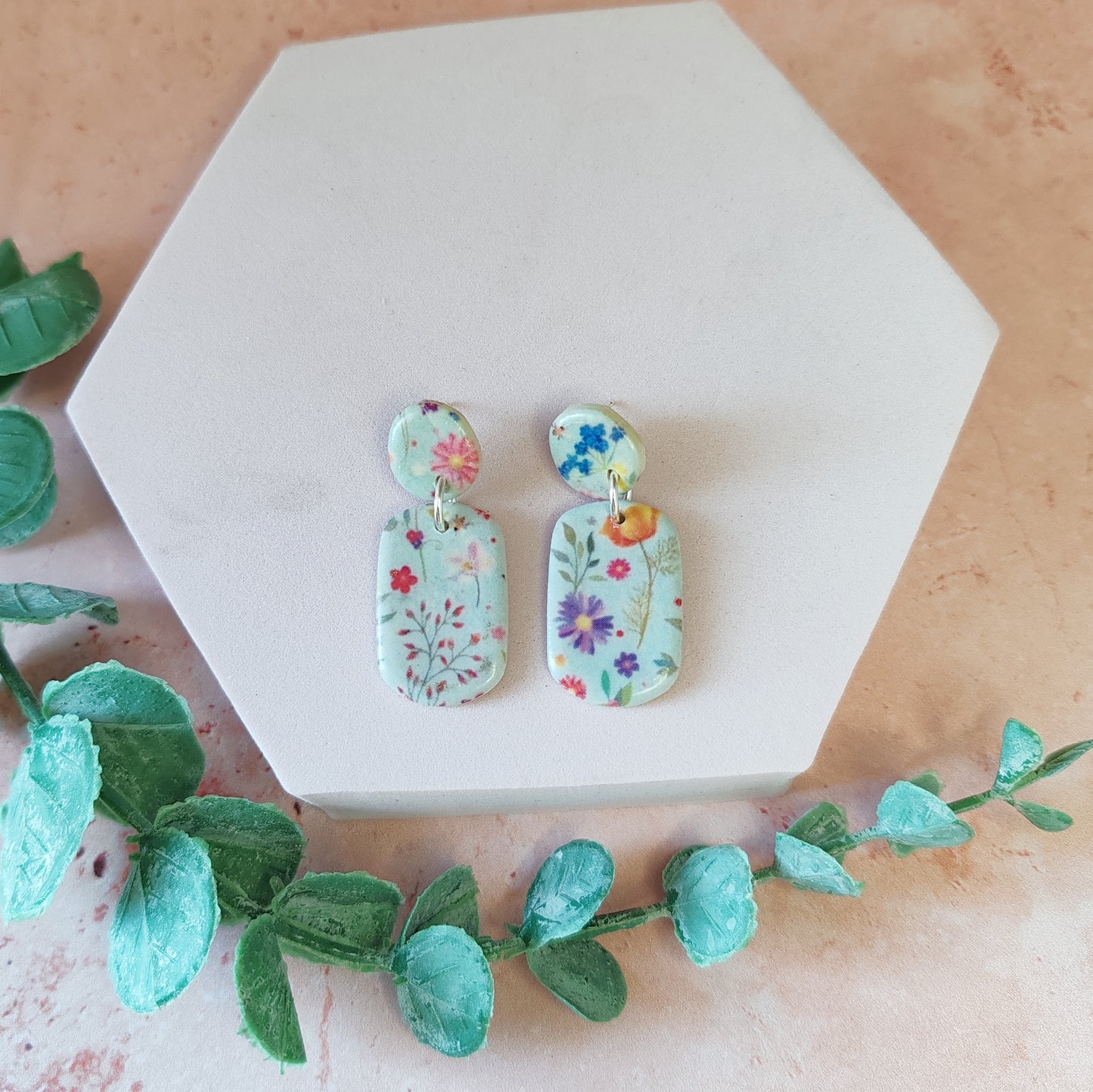 Light Blue Wildflower Dangle Earrings