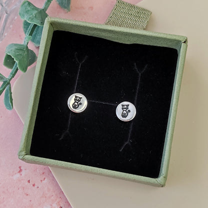 Cute Cat Silver Stud Earrings