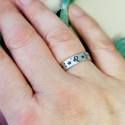 Personalised Zodiac Sterling Silver Ring