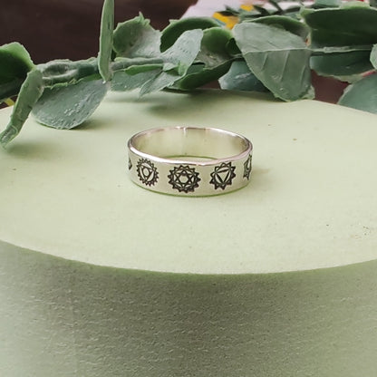 Seven Chakras Ring - Sterling Silver - Can be personalised