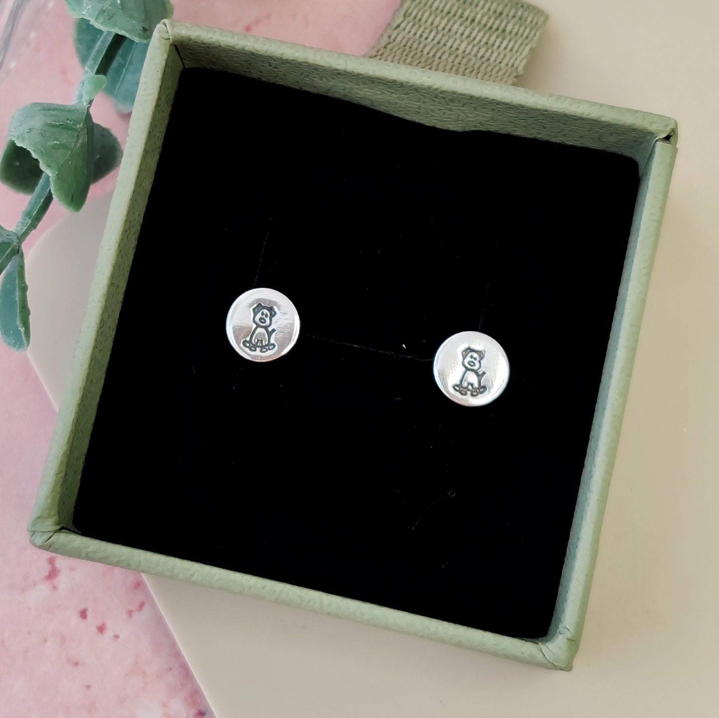 Cute Dog Silver Stud Earrings