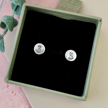 Cute Dog Silver Stud Earrings