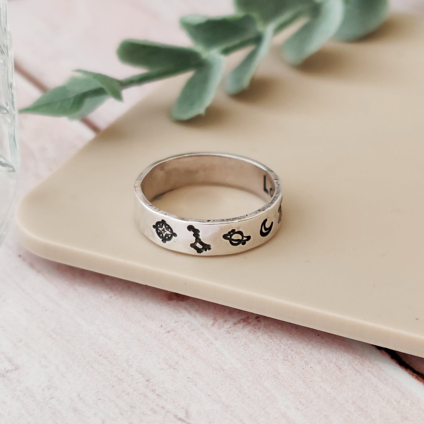 Stargazer Silver Ring | Celestial Astronomy Band | North Star Big Dipper Moon Saturn Ring | Handmade Sterling Silver