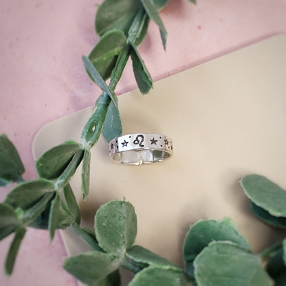 Personalised Zodiac Sterling Silver Ring
