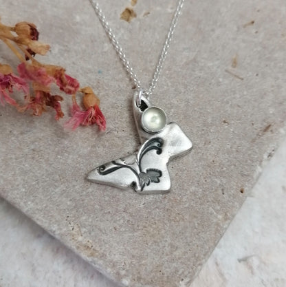 Butterfly And Prehnite Necklace