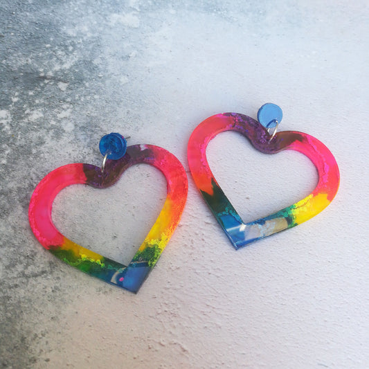 Rainbow Heart Earrings