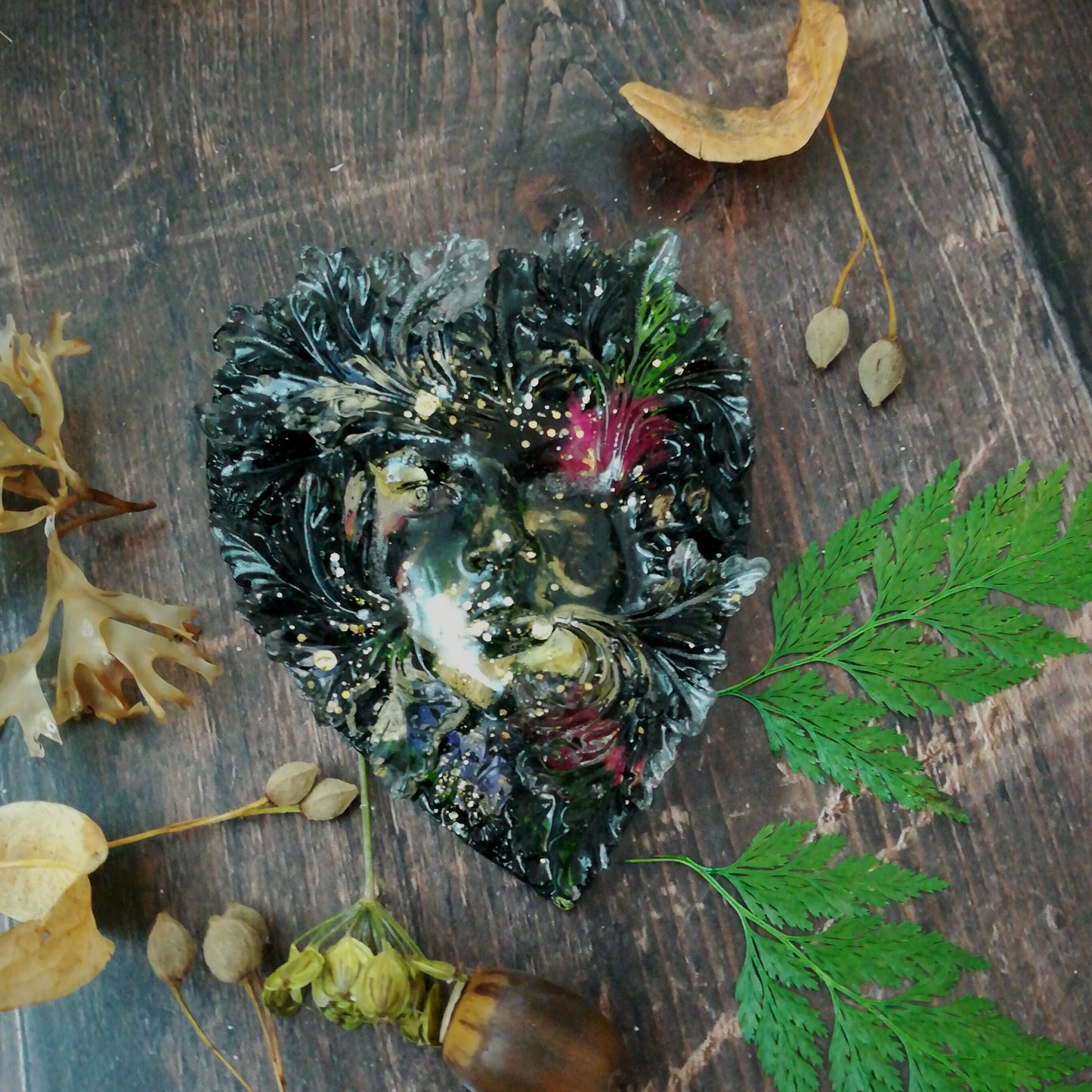 Green Man Black Heart Decoration