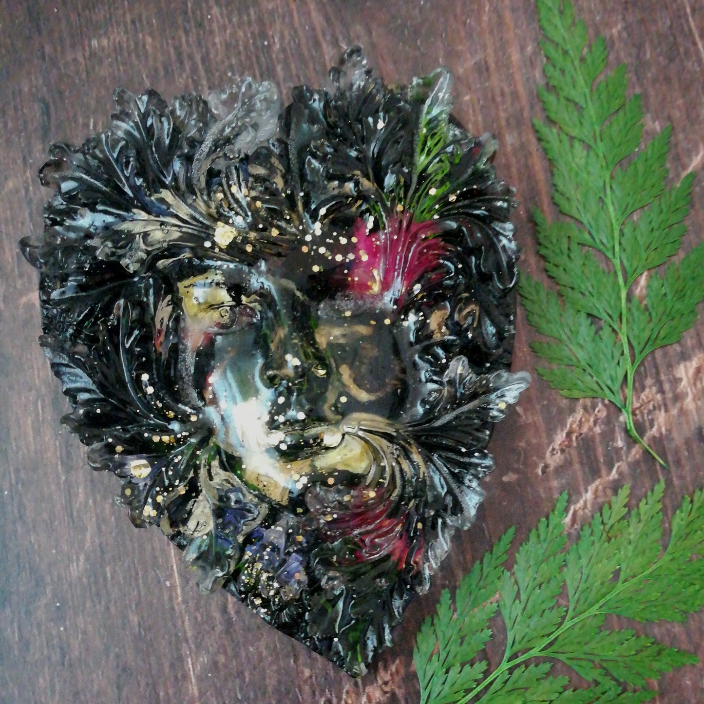 Green Man Black Heart Decoration