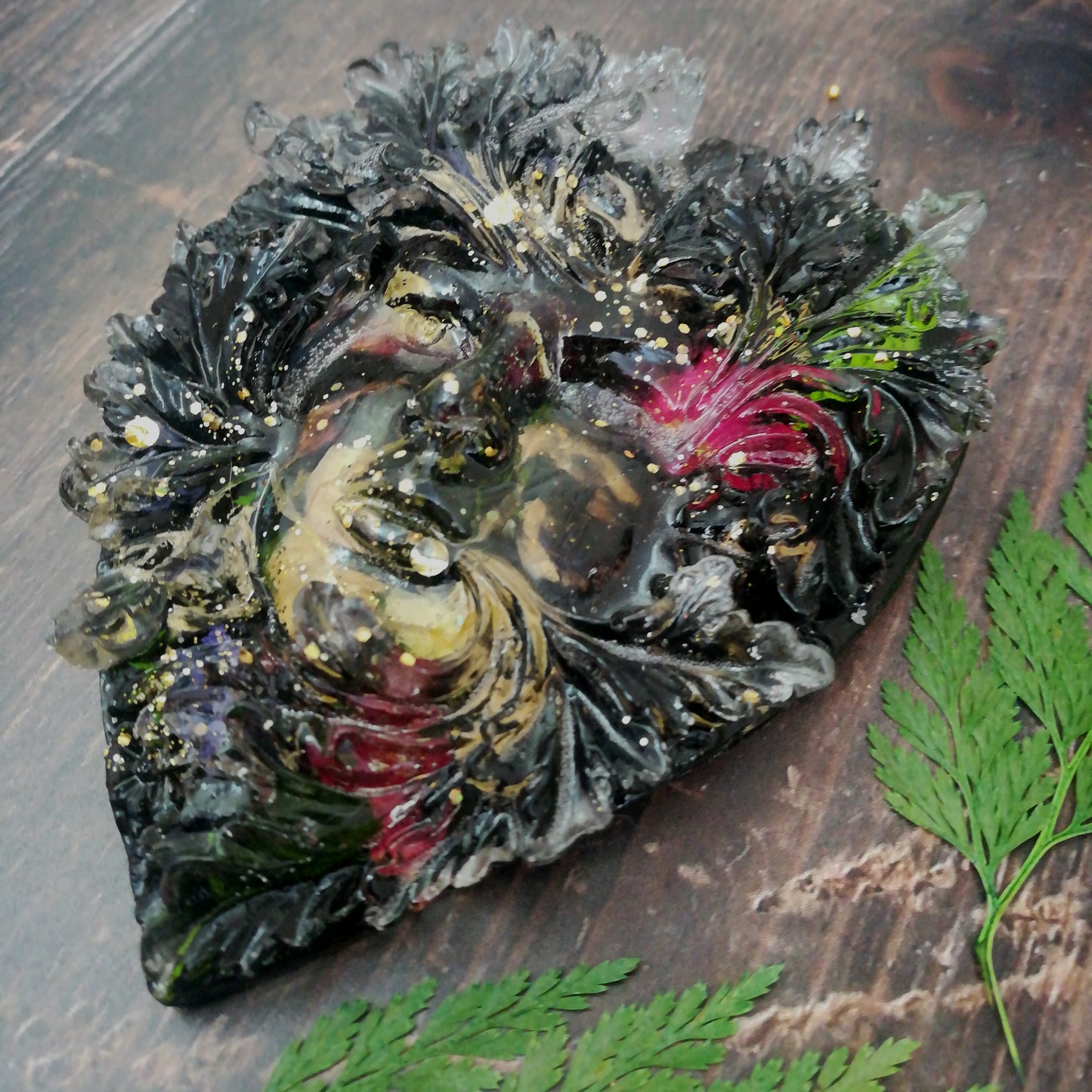 Green Man Black Heart Decoration