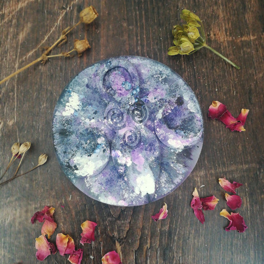 Purple Triple Moon Goddess Altar Tile