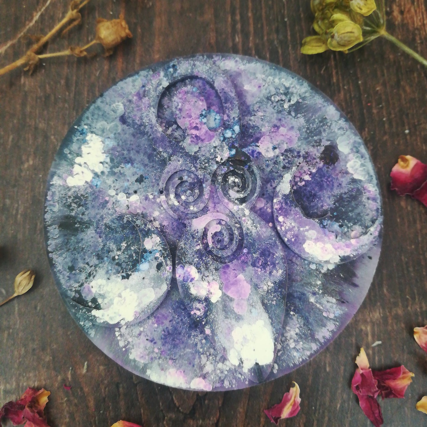 Purple Triple Moon Goddess Altar Tile