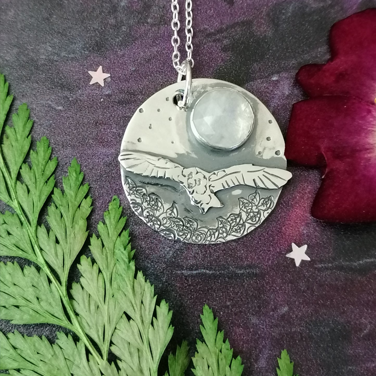Owl and Moonstone Necklace