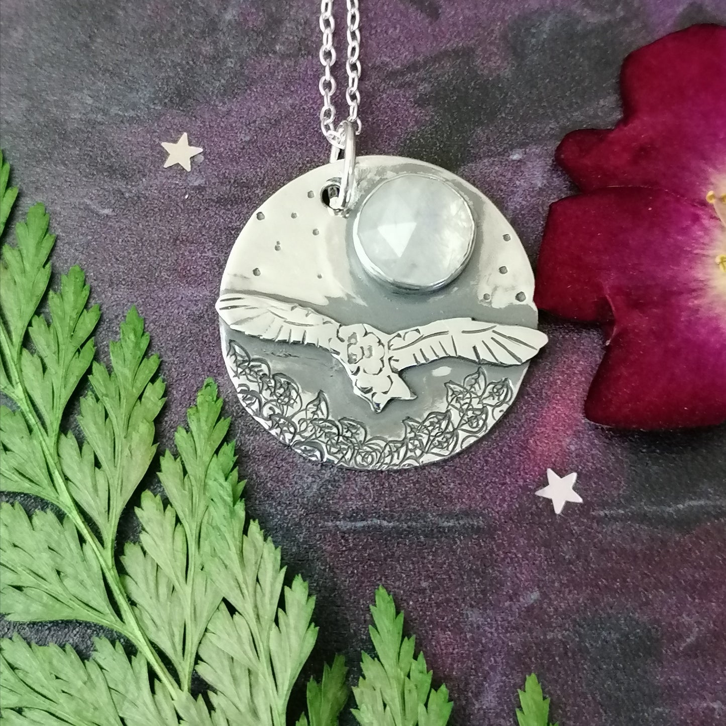 Owl and Moonstone Necklace