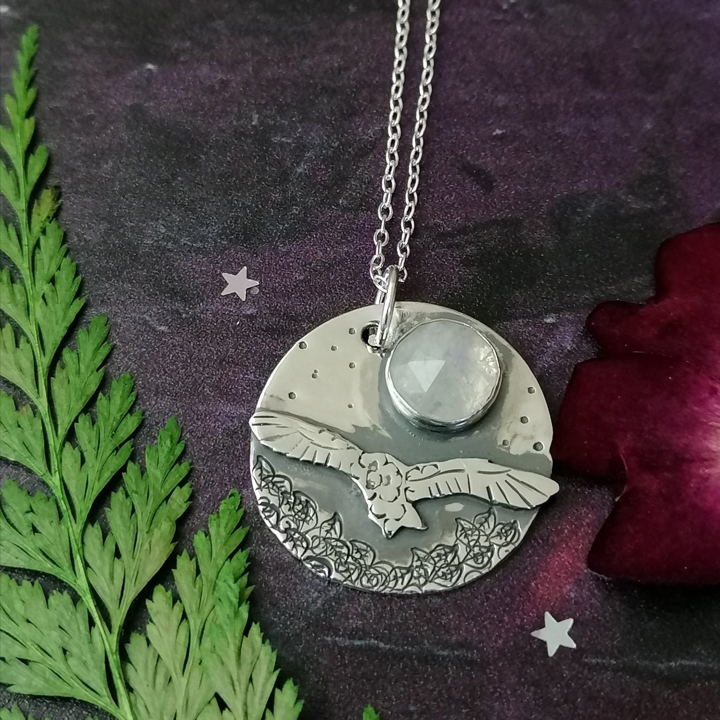 Owl and Moonstone Necklace