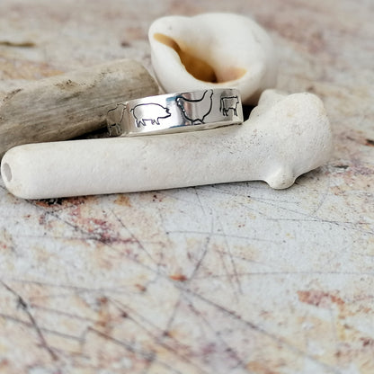Farmed Animals Sterling Silver Ring