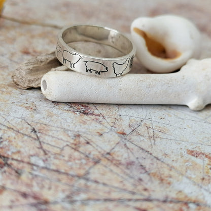 Farmed Animals Sterling Silver Ring