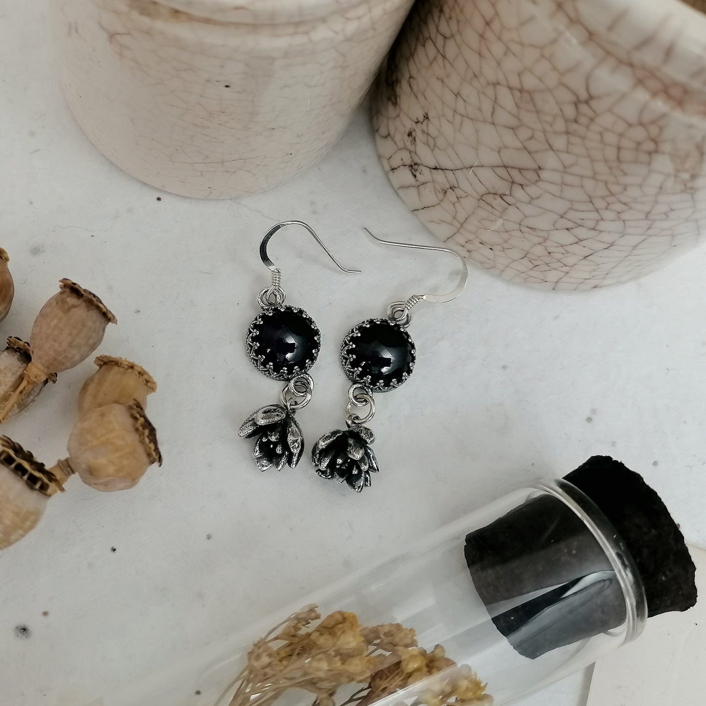 Amethyst and Succulent Earrings