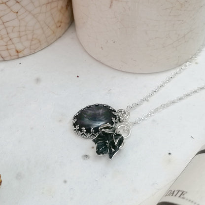 Amethyst and Flower Charm Necklace