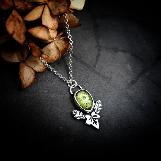 Peridot Ivy and Oak Leaf Necklace