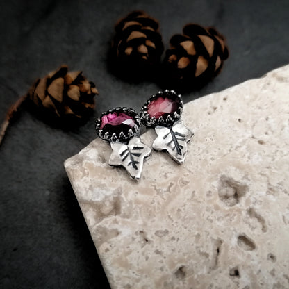 Garnet Ivy Stud Earrings